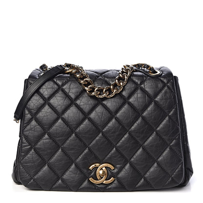 Chanel Aged Calfskin Quilted Large Pondichery Flap Black 1 of 12