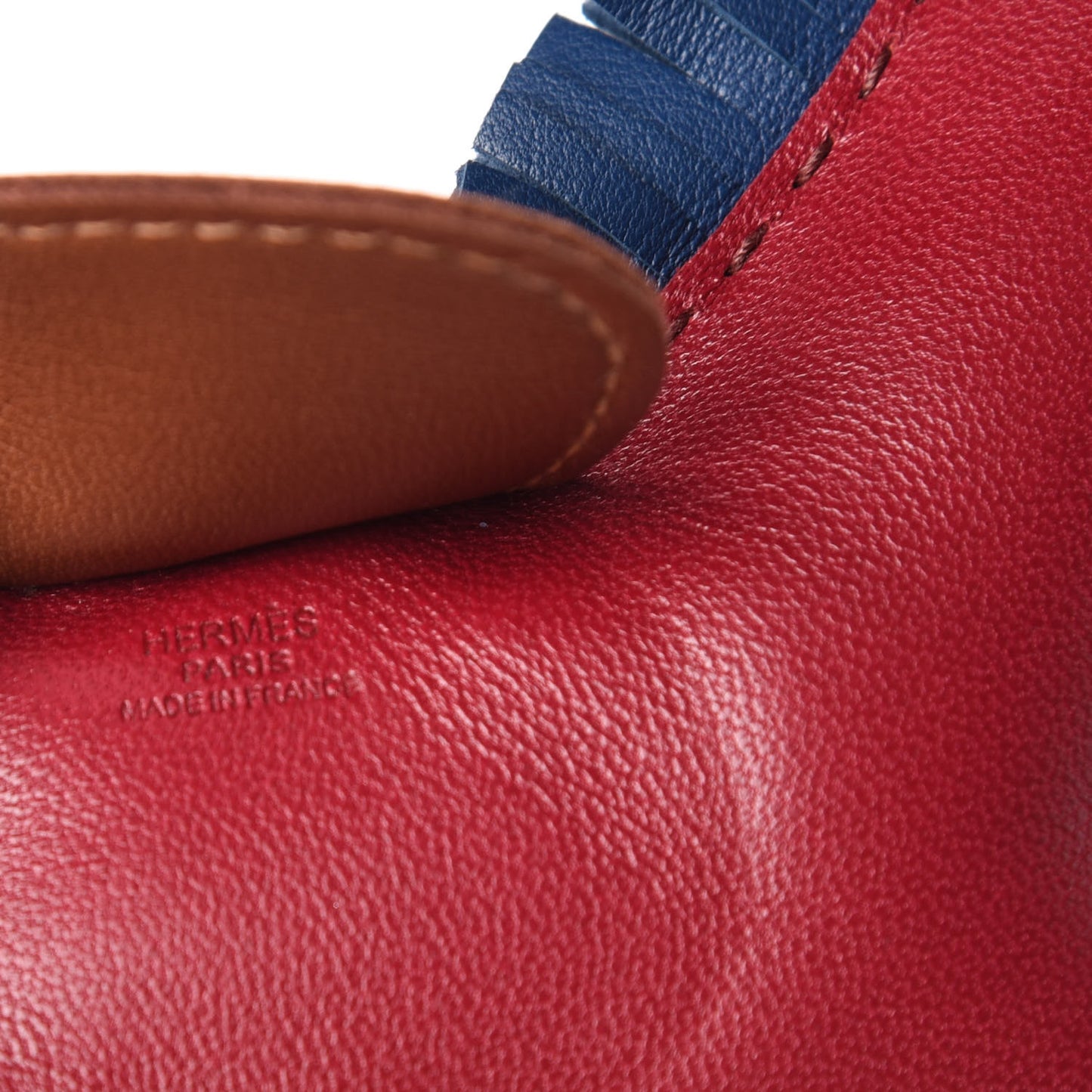 Milo Lambskin Grigri Rodeo Horse Bag Charm GM Rubis Bleu de Malte Fauve