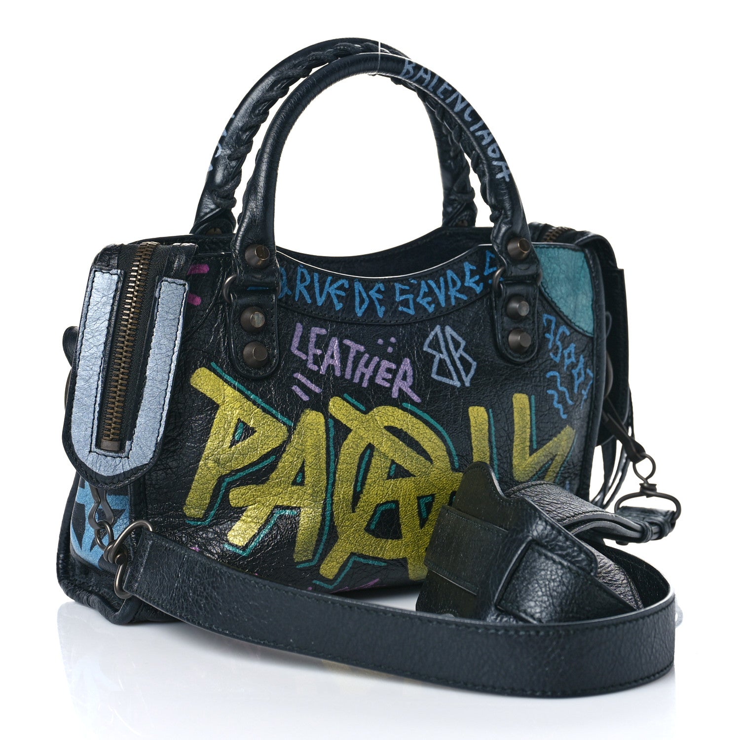 Balenciaga Agneau Arena Graffiti All Over Classic Hardware Mini City Black Multicolor 3 of 9