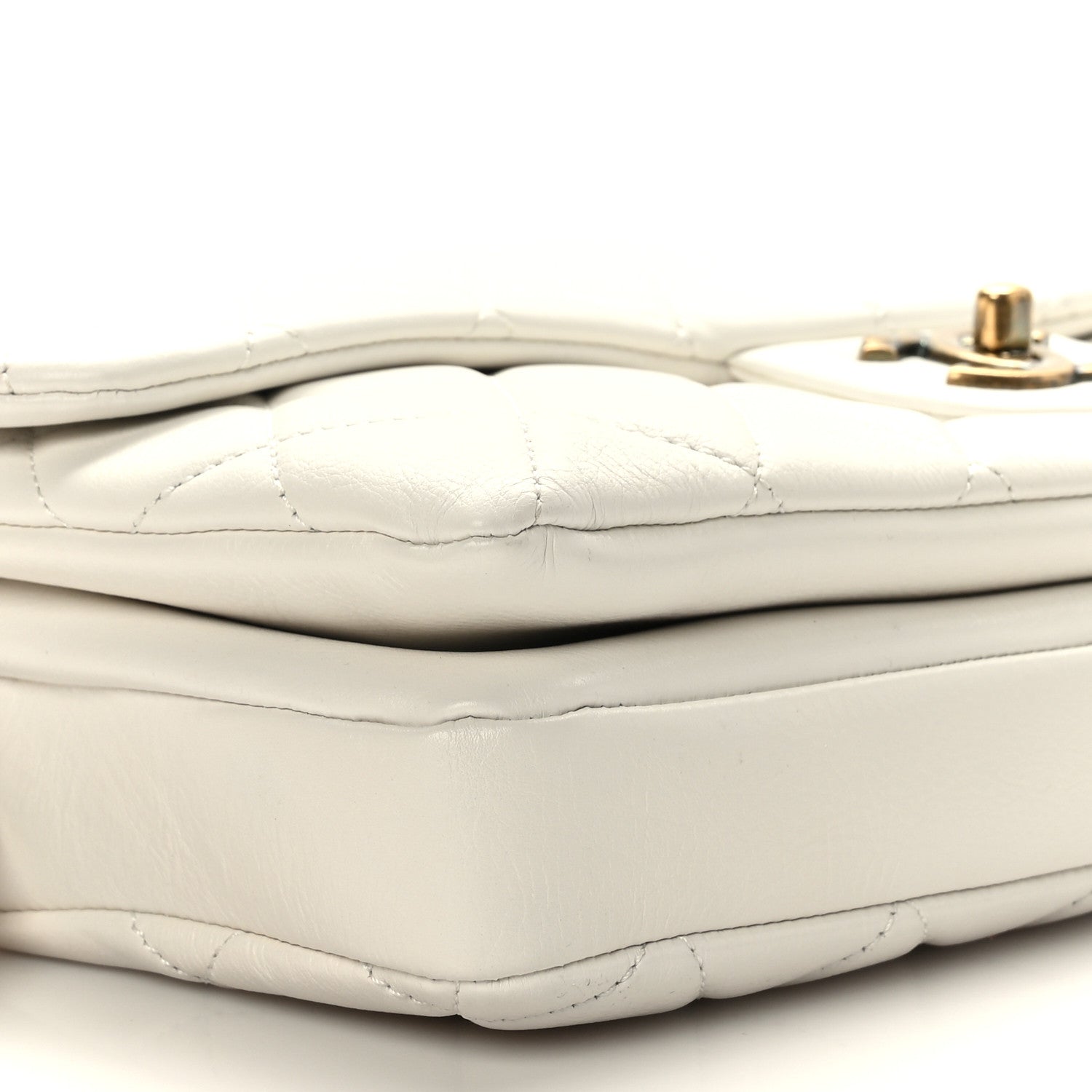 Chanel Calfskin Quilted Medium CC Crown Flap White 9 of 10