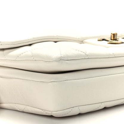Chanel Calfskin Quilted Medium CC Crown Flap White 9 of 10
