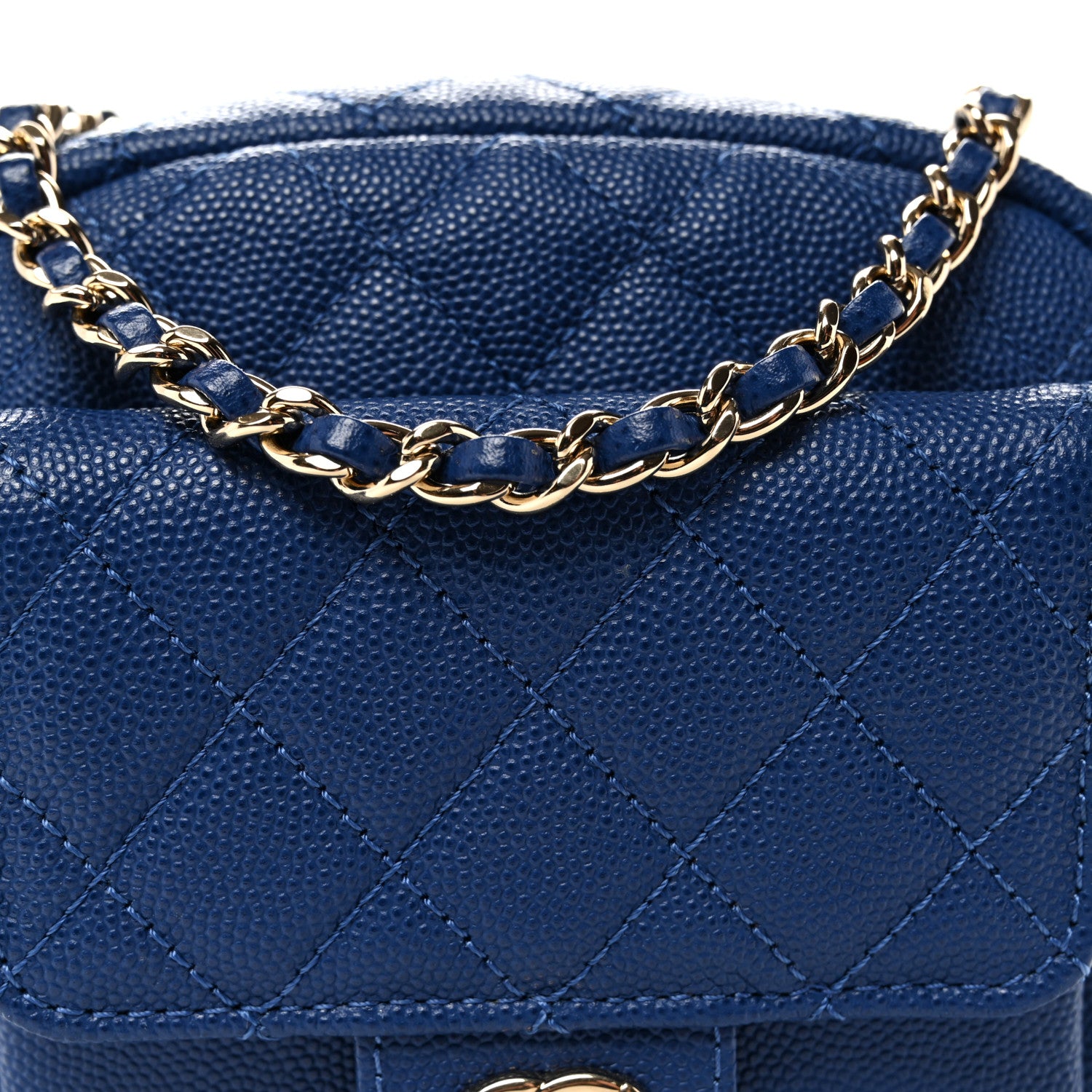 Chanel Caviar Quilted CC Day Camera Case Blue 8 of 10