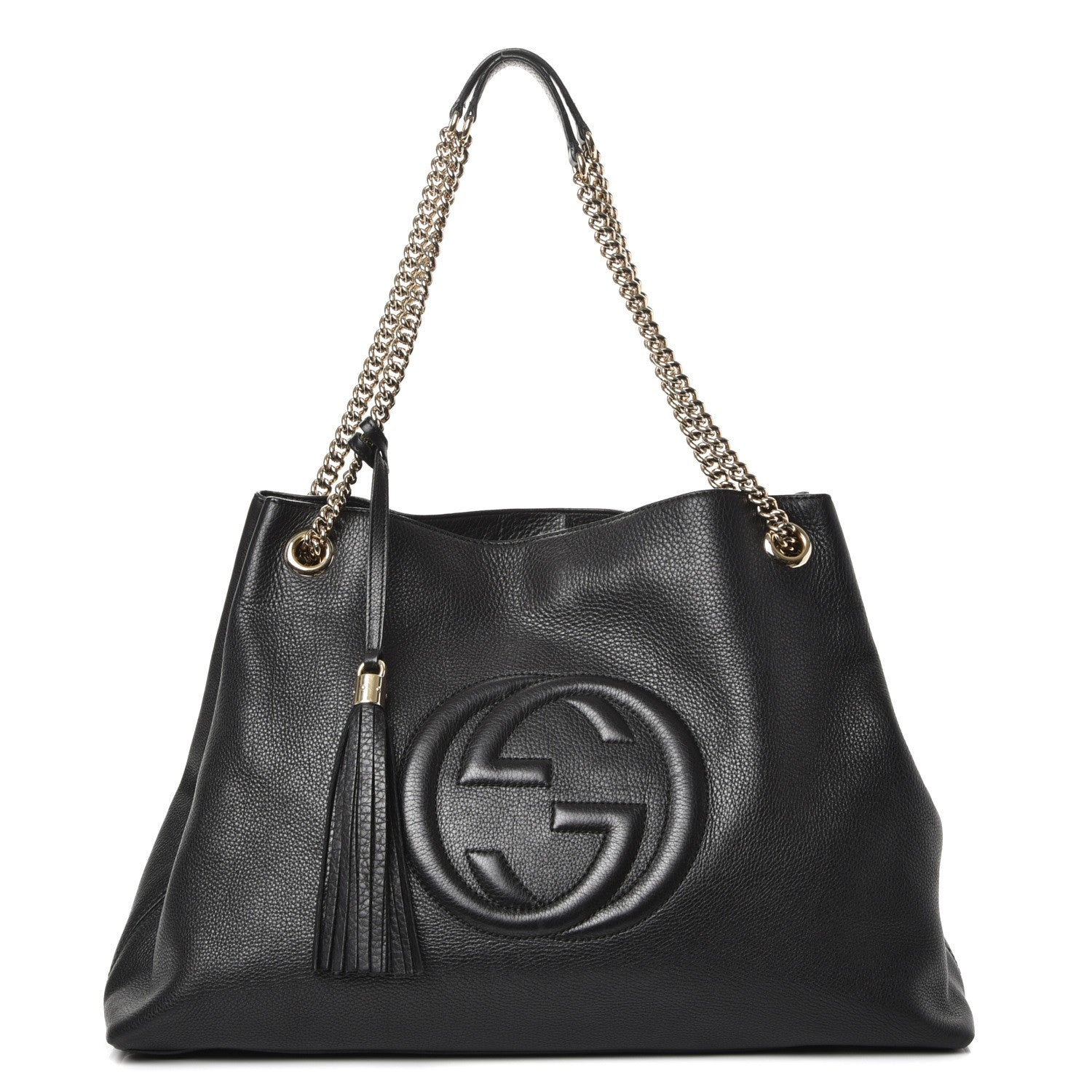 Gucci Pebbled Calfskin Large Soho Chain Shoulder Bag Black 1 of 8