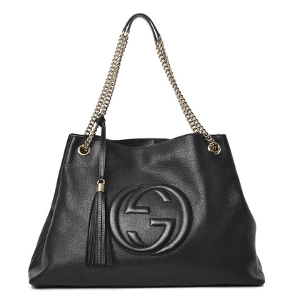 Gucci Pebbled Calfskin Large Soho Chain Shoulder Bag Black 1 of 8