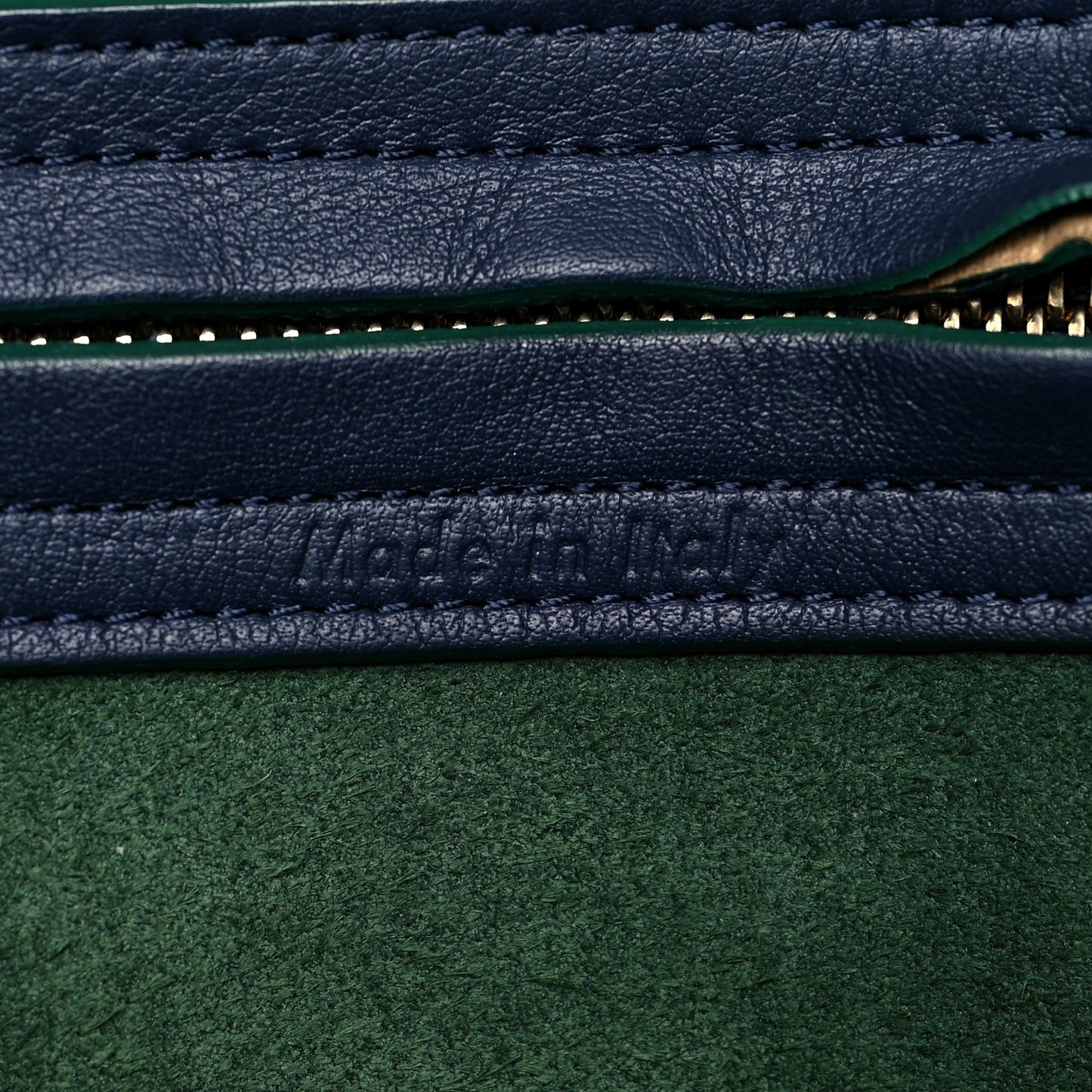 Supple Calfskin Medium Phantom Luggage Navy Blue Green Trim