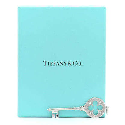 Tiffany 18K White Gold Diamond Quatrefoil Key Pendant 5 of 5
