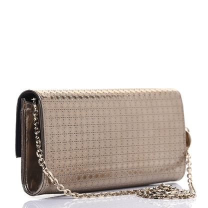 Christian Dior Metallic Patent Micro-Cannage Lady Dior Croisiere Chain Wallet Champagne 3 of 11