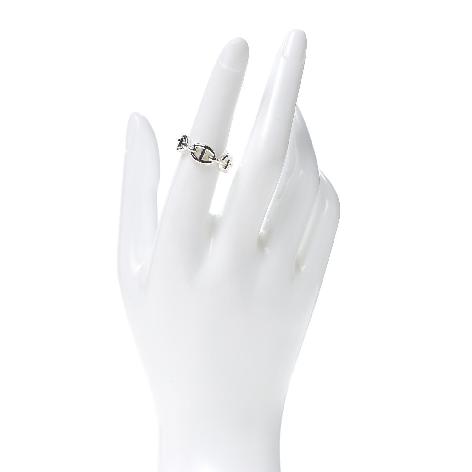 Hermes Sterling Silver PM Chaine d'Ancre Enchainee Band Ring 53 6.5 2 of 7