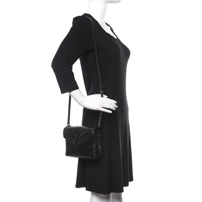Saint Laurent Calfskin Y Quilted Monogram Toy Loulou Crossbody Bag Black 2 of 12