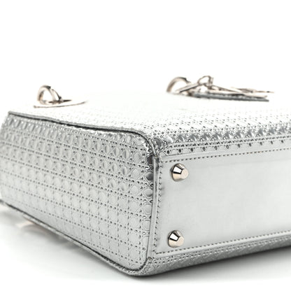 Christian Dior Metallic Patent Micro-Cannage Mini Lady Dior Silver 9 of 11
