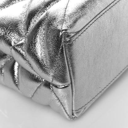 Saint Laurent Metallic Lambskin Quilted Sade Puffer Envelope Clutch Argento 9 of 12