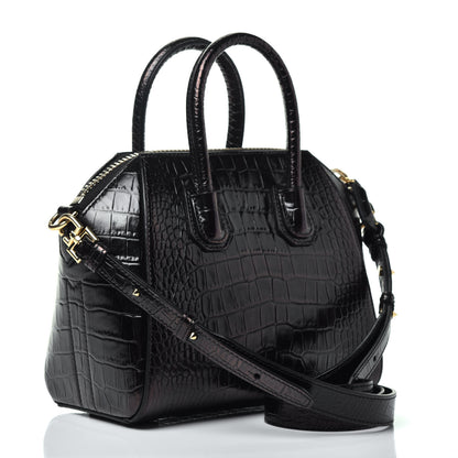 Givenchy Calfskin Crocodile Embossed Mini Antigona Black 4 of 10