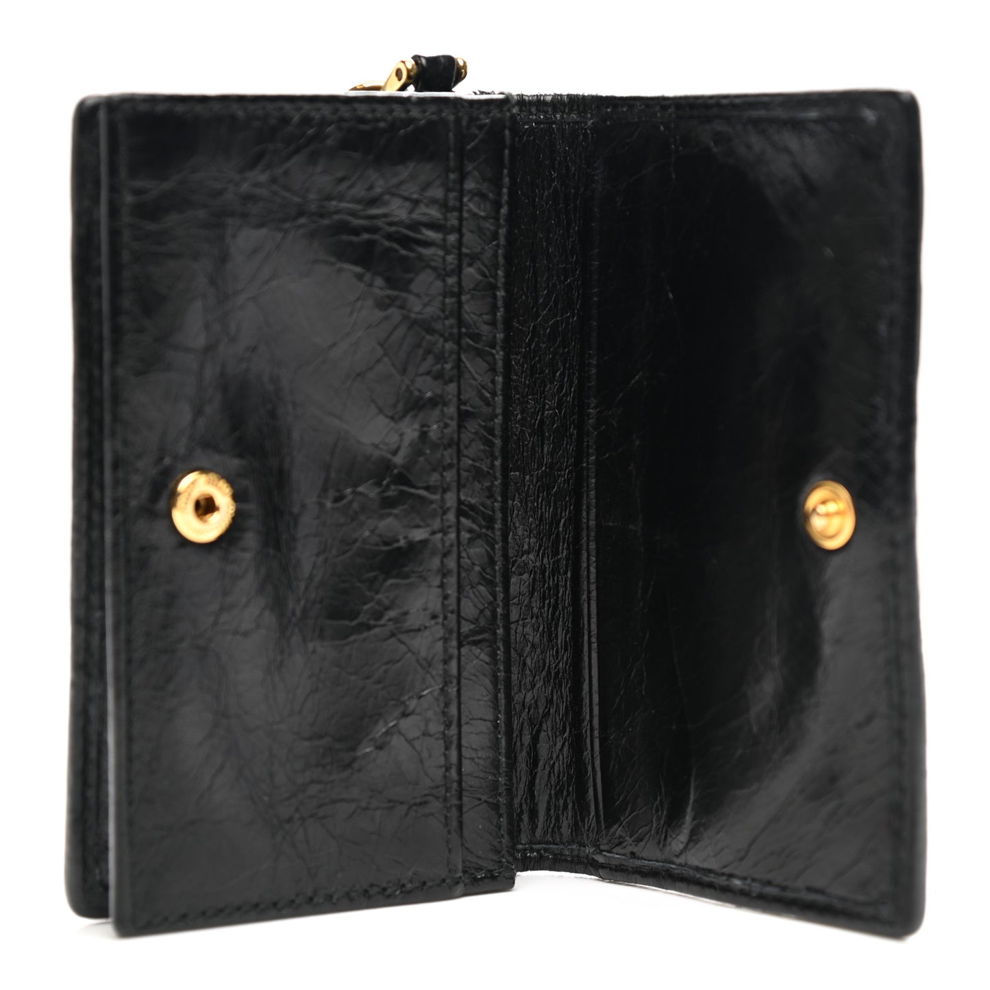 Nappa Matelasse Flap Card Holder Key Ring Black
