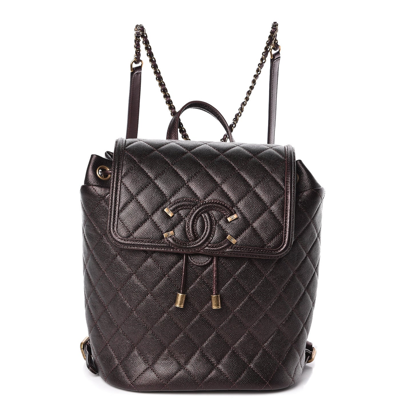 Caviar Quilted Filigree Backpack Burgundy