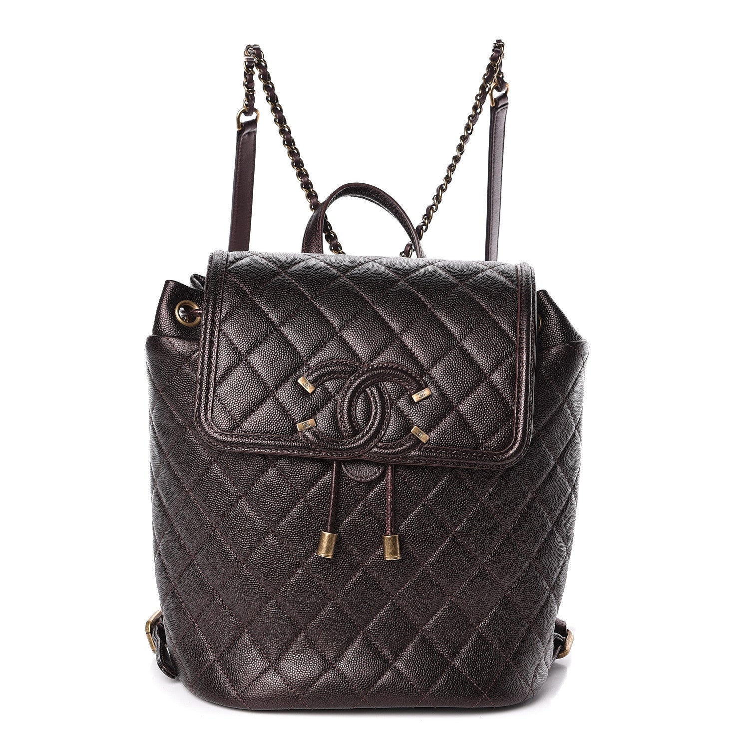 Chanel Caviar Quilted Filigree Backpack Burgundy 1 of 10