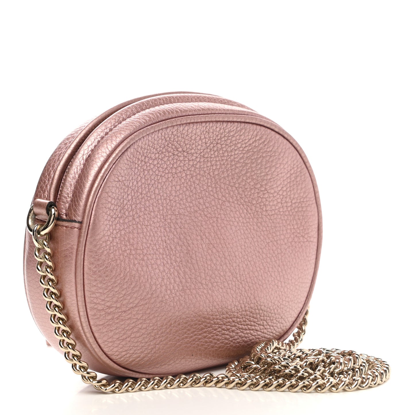 Metallic Pebbled Calfskin Mini Soho Chain Bag Pink