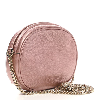 Gucci Metallic Pebbled Calfskin Mini Soho Chain Bag Pink 2 of 9