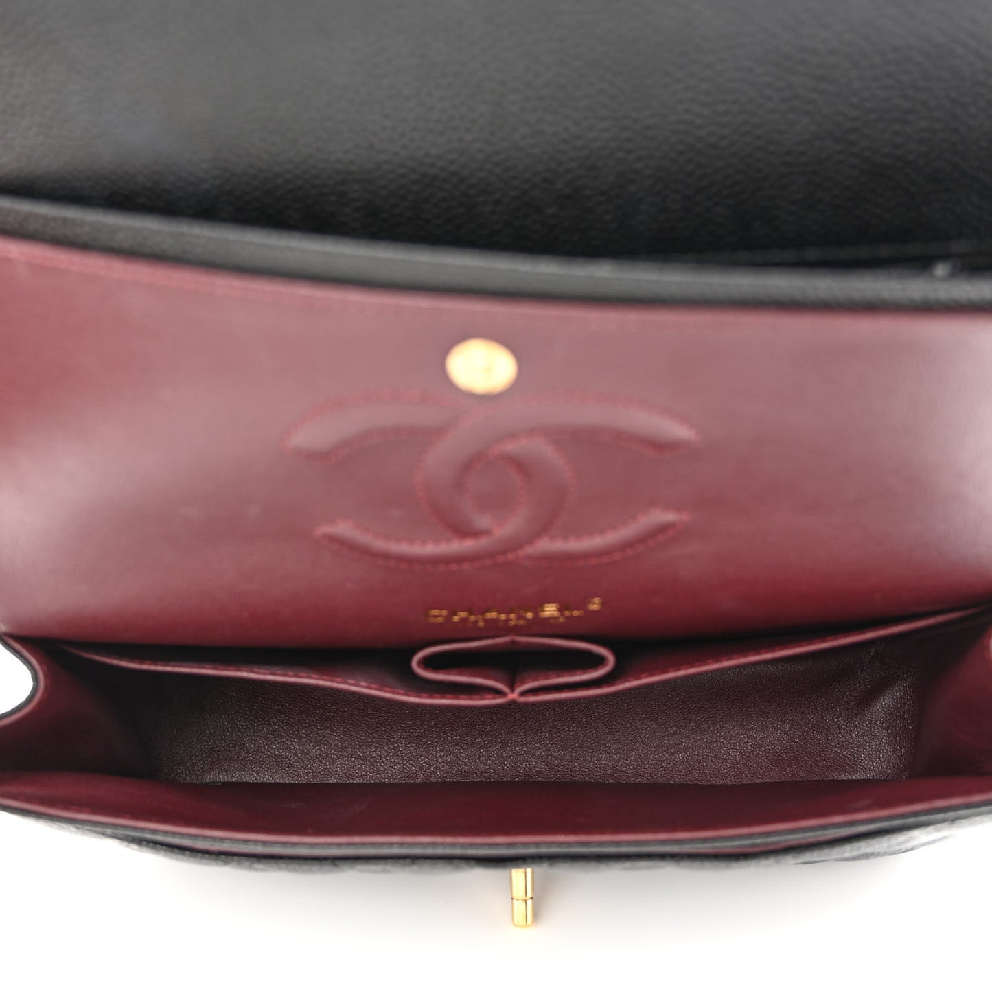 Caviar Quilted Medium Double Flap Black