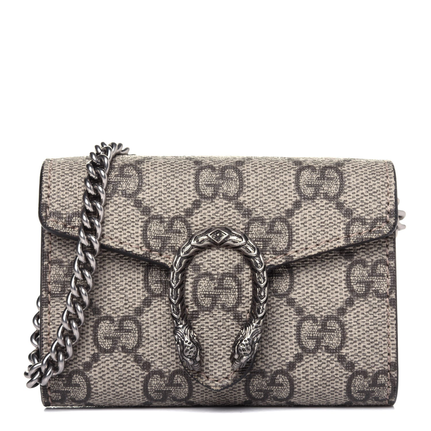 Gucci GG Supreme Monogram Dionysus Coin Purse Taupe 1 of 9