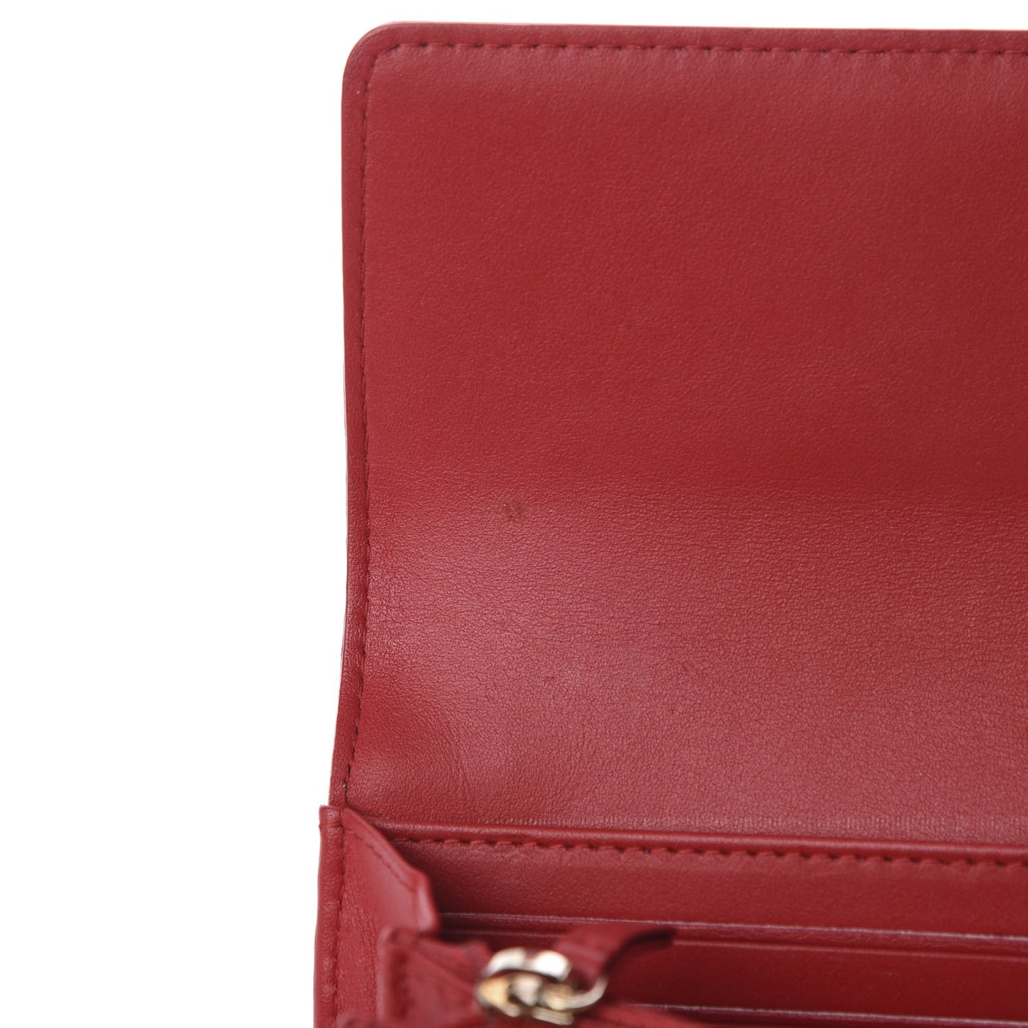 Caviar Quilted Large Filigree Gusset Flap Wallet Red