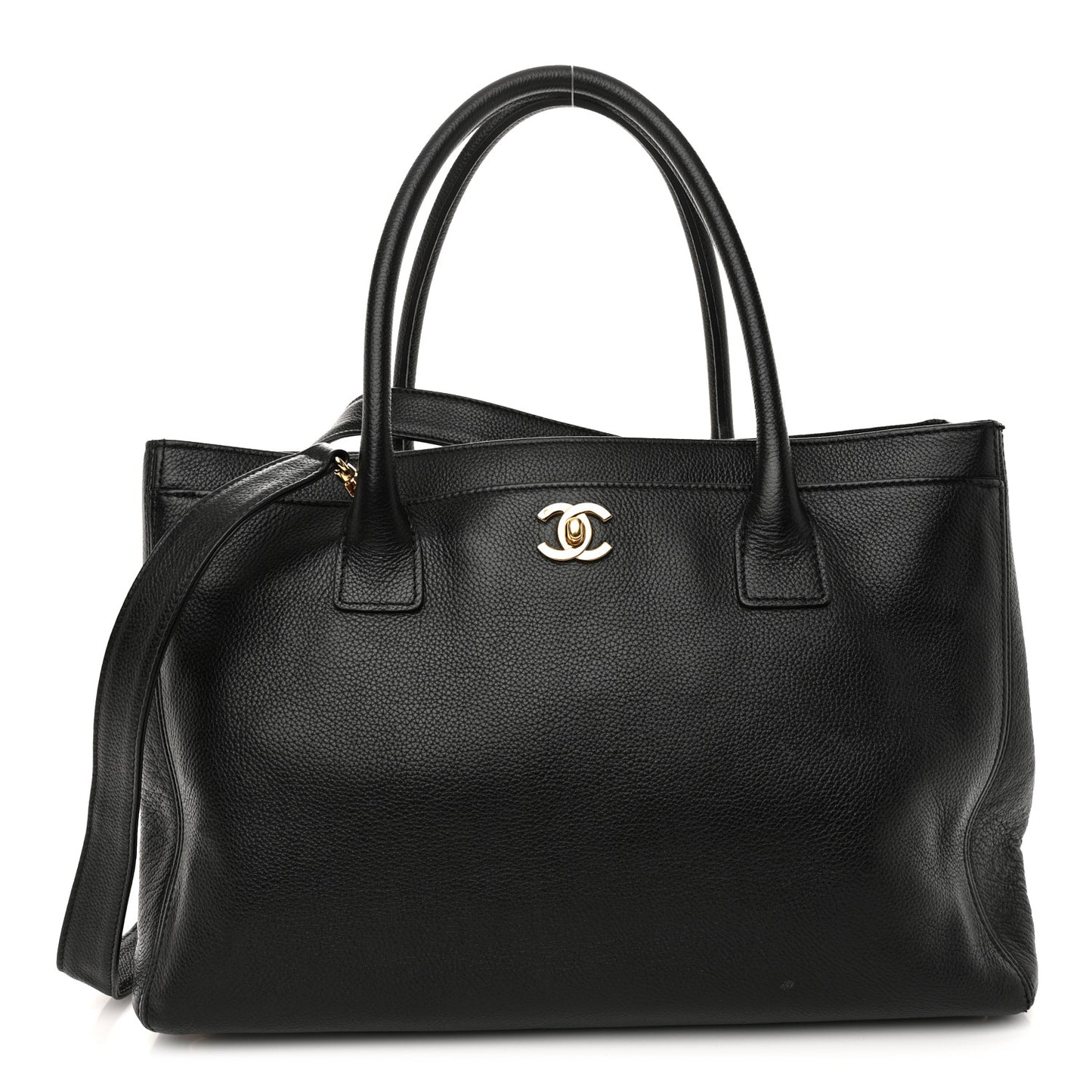 Calfskin Cerf Executive Shopper Tote Black