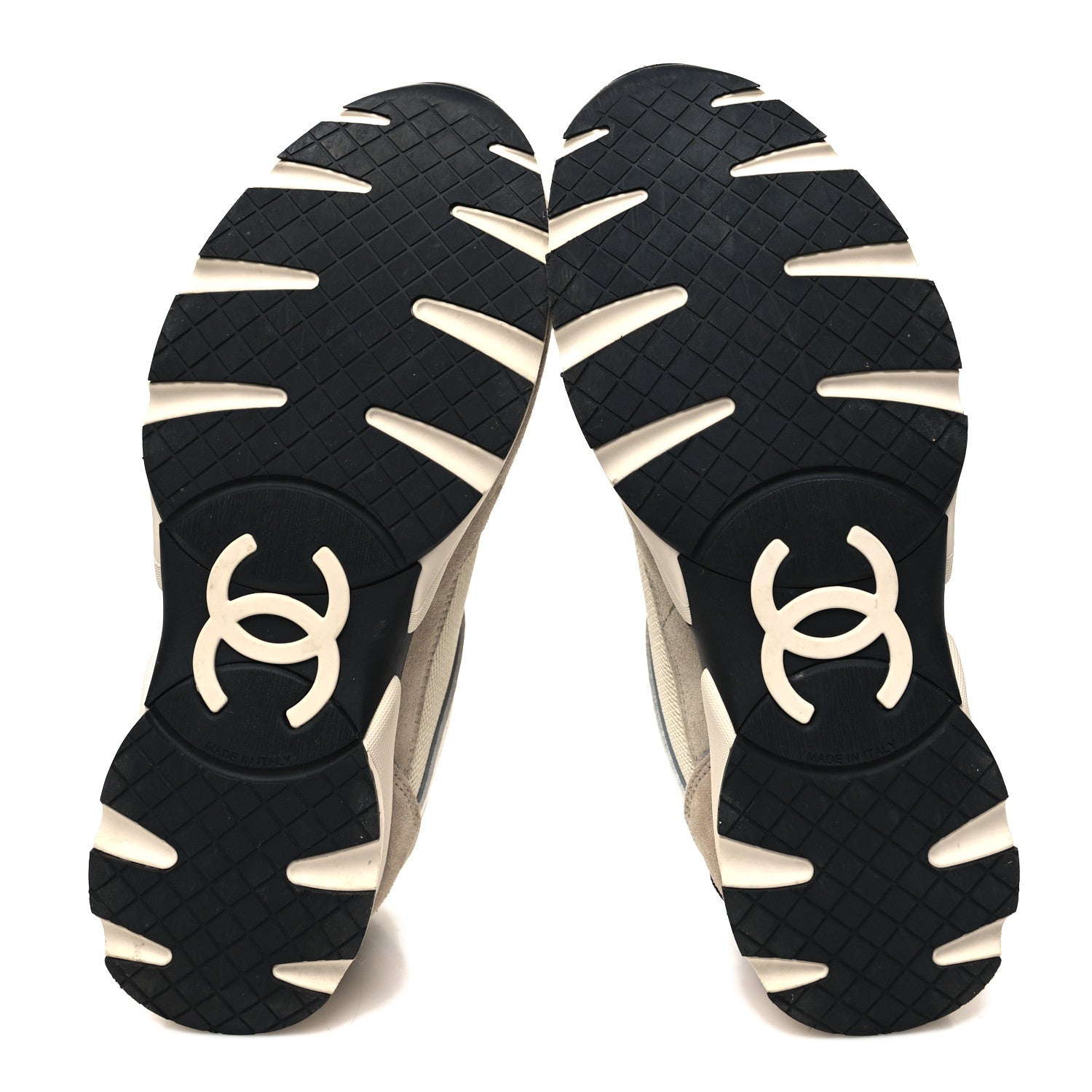Chanel Mesh Suede Calfskin Womens CC Sneakers 39 White Ivory Dark Beige 5 of 9