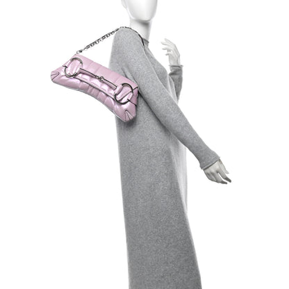 Gucci Iridescent Nappa Vertical Matelasse Medium Maxi Horsebit Chain Shoulder Bag Escape Pink 2 of 14