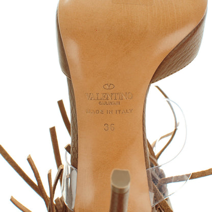Valentino Garavani Grained Calfskin C Rockee Fringe Ankle Wrap Pumps 36 Light Cuir 8 of 9