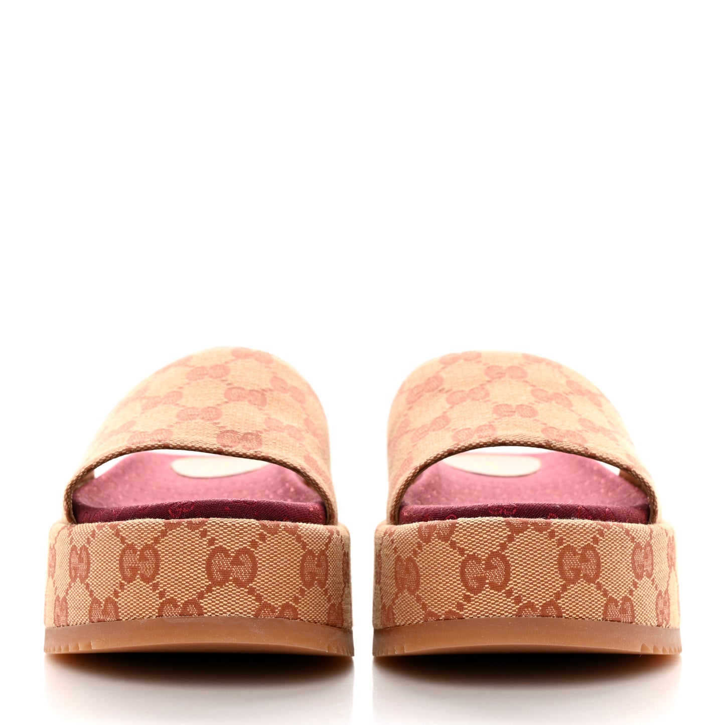 Canvas GG Monogram Angelina Platform Slide Sandals 37.5 Beige Ruggine