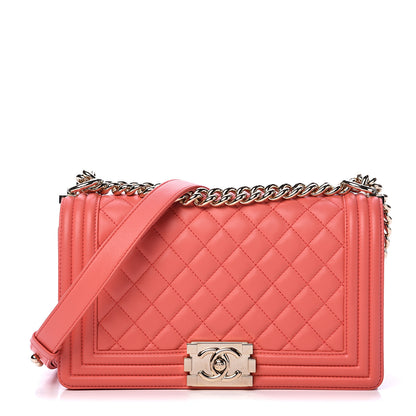 Chanel Lambskin Quilted Medium Boy Flap Coral 1 of 12
