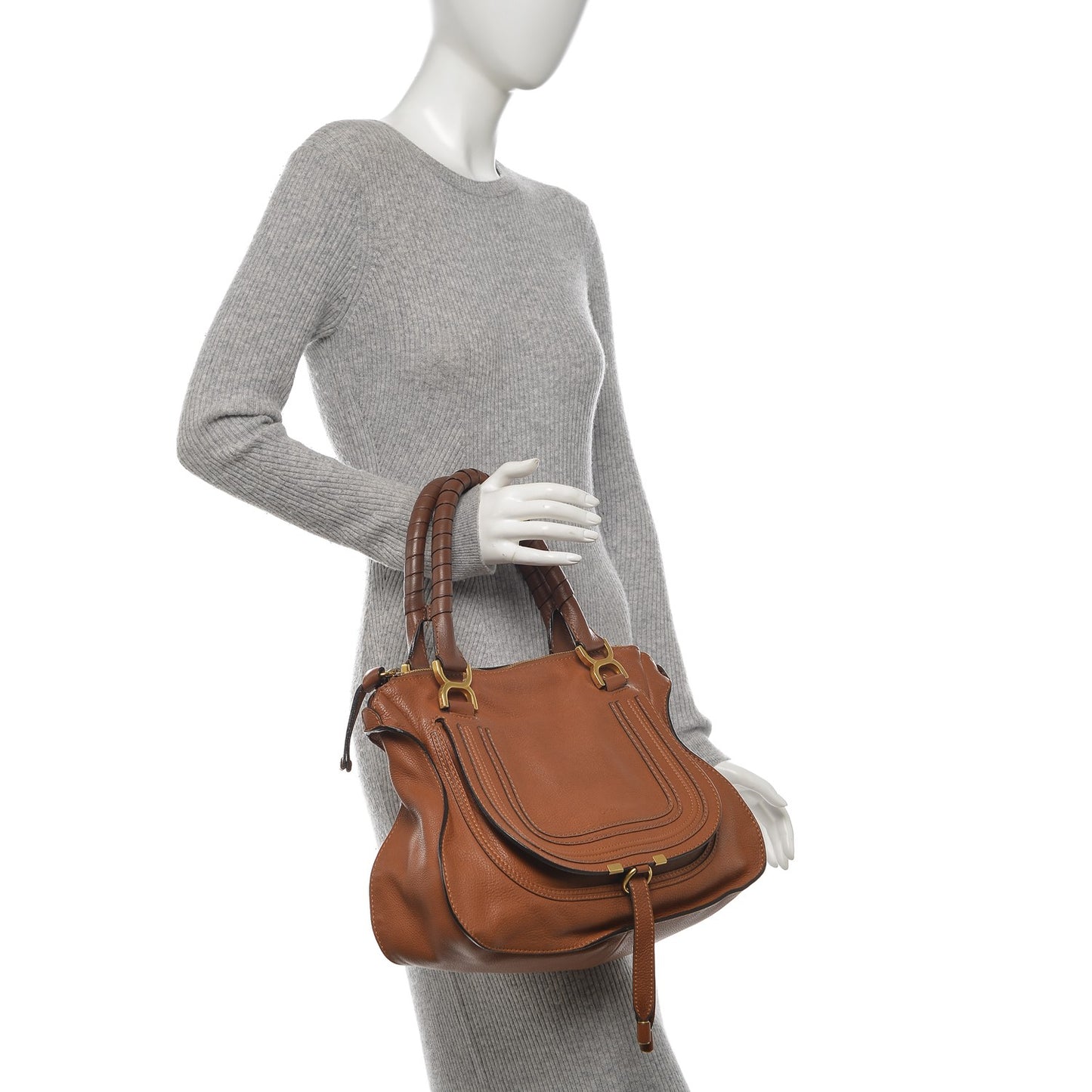 Calfskin Medium Marcie Satchel Tan