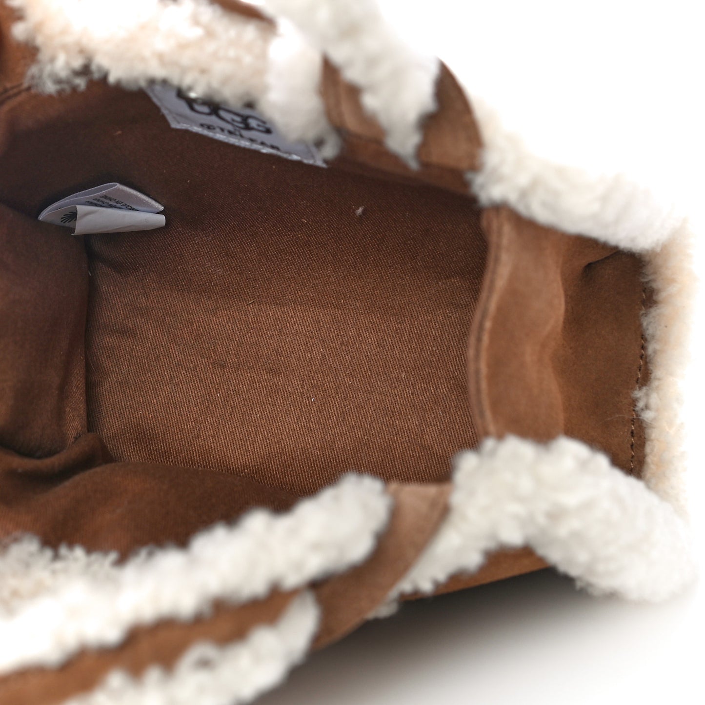 X UGG Suede Shearling Small Shopping Bag Chestnut