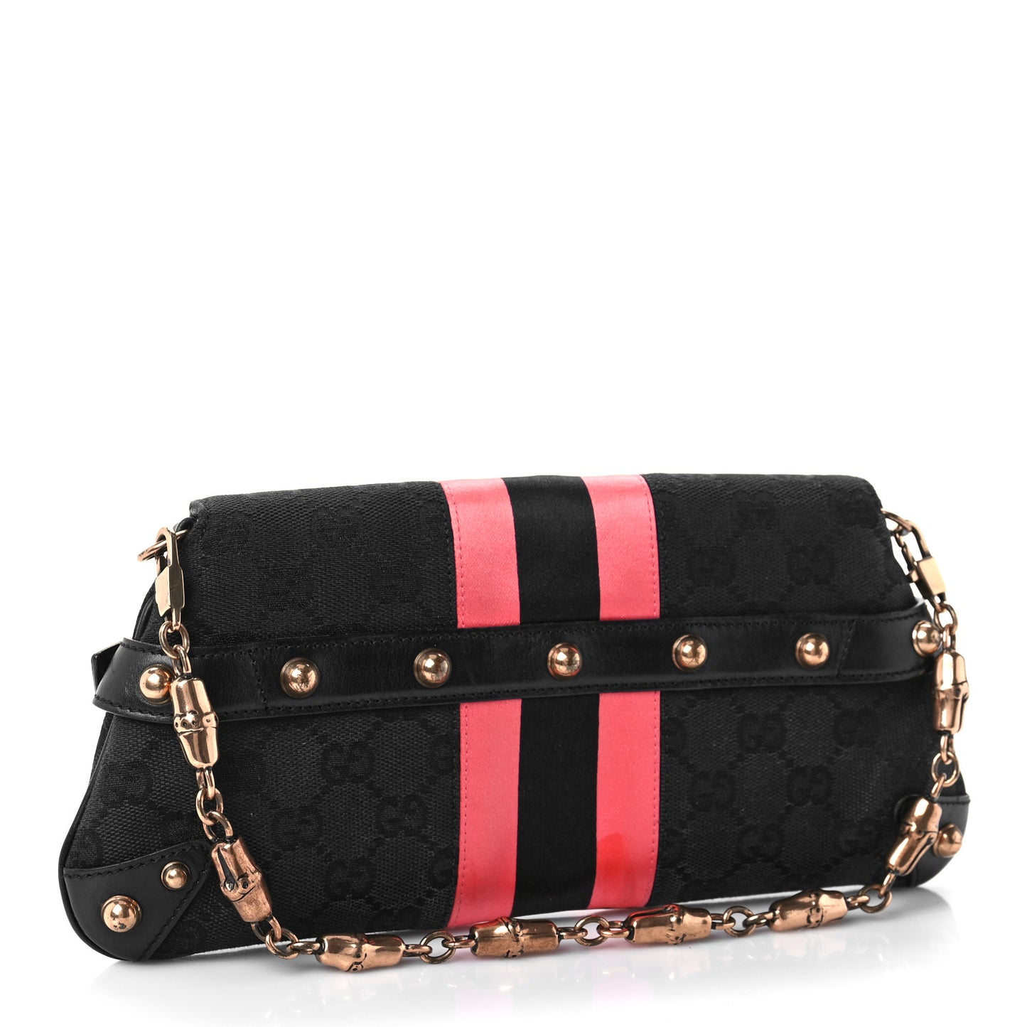 Monogram Horsebit Web Clutch Black