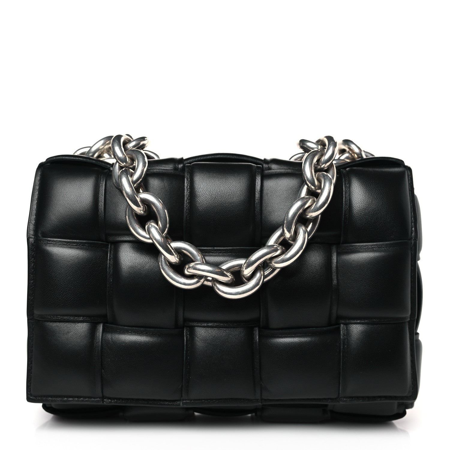 Bottega Veneta Lambskin Maxi Intreccio Padded Chain Cassette Crossbody Bag Black 1 of 8