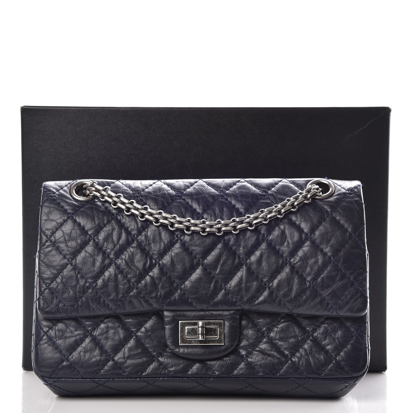 Aged Calfskin Quilted 2.55 Reissue 225 Flap Navy