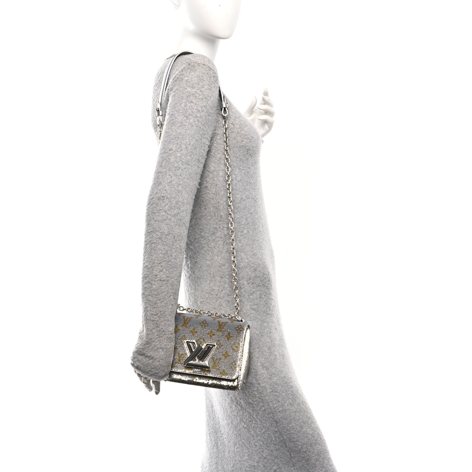 Louis Vuitton Sequins Monogram Twist Shoulder Bag PM Gold Silver 2 of 10