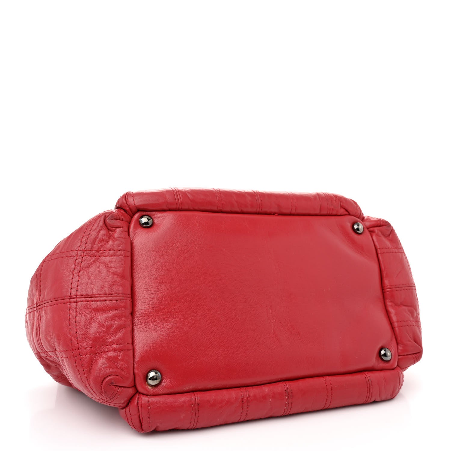 Chanel Lambskin Square Stitched Lax Accordion Hobo Red 4 of 13