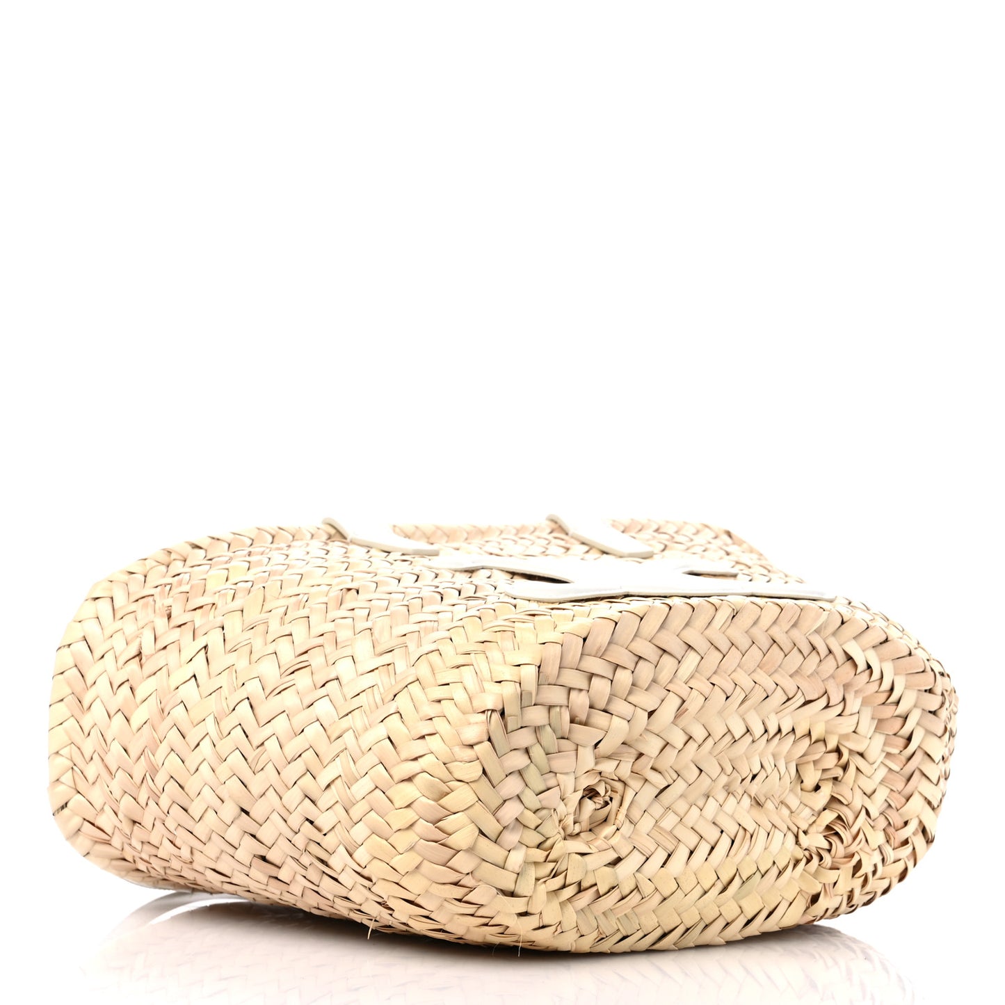 Raffia Calfskin Triomphe Teen Panier White