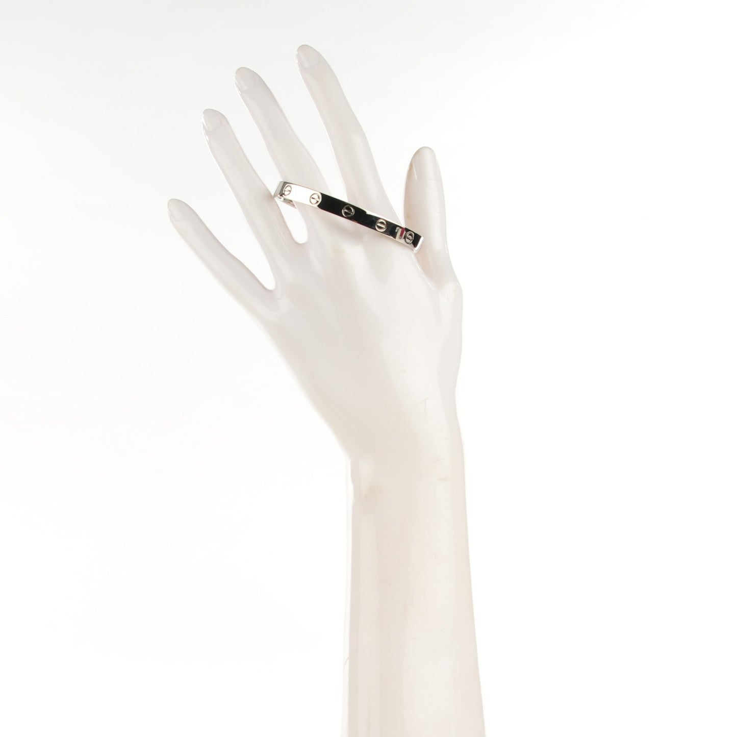 18K White Gold LOVE Cuff Bracelet 17