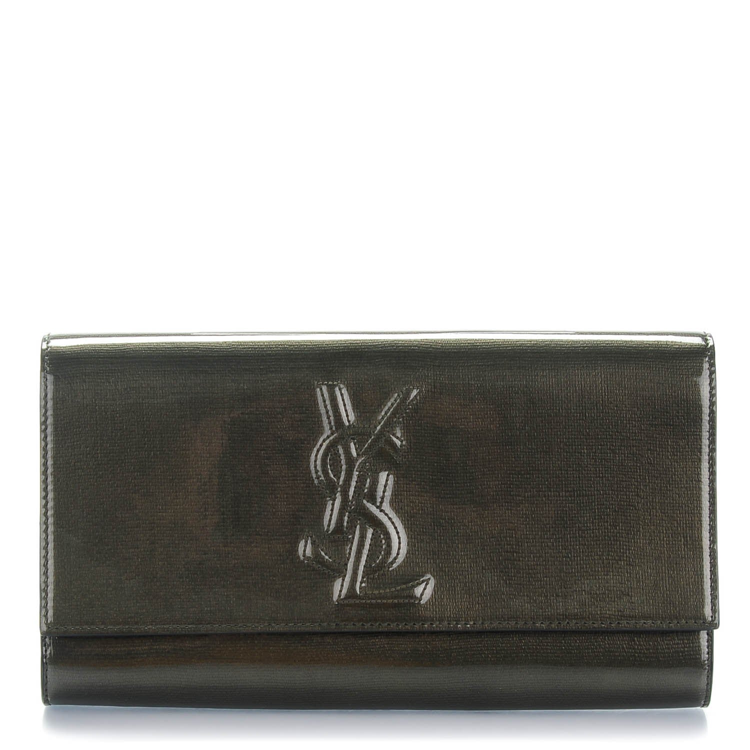 Saint Laurent Patent Large Belle De Jour Clutch Green 1 of 7