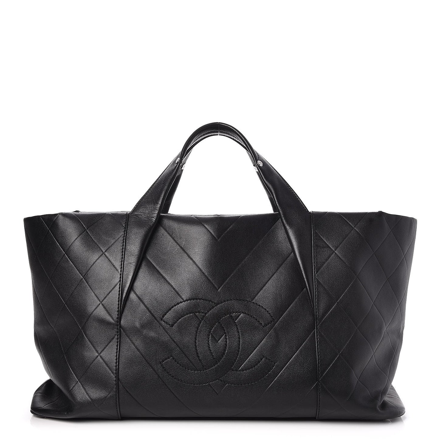 Calfskin Chevron CC All Day Long Boston Black