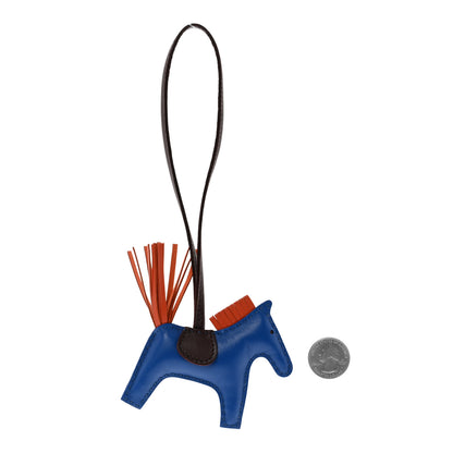 Hermes Milo Lambskin Grigri Rodeo Horse Bag Charm PM Bleu France Cornaline Rouge Sellier 2 of 4