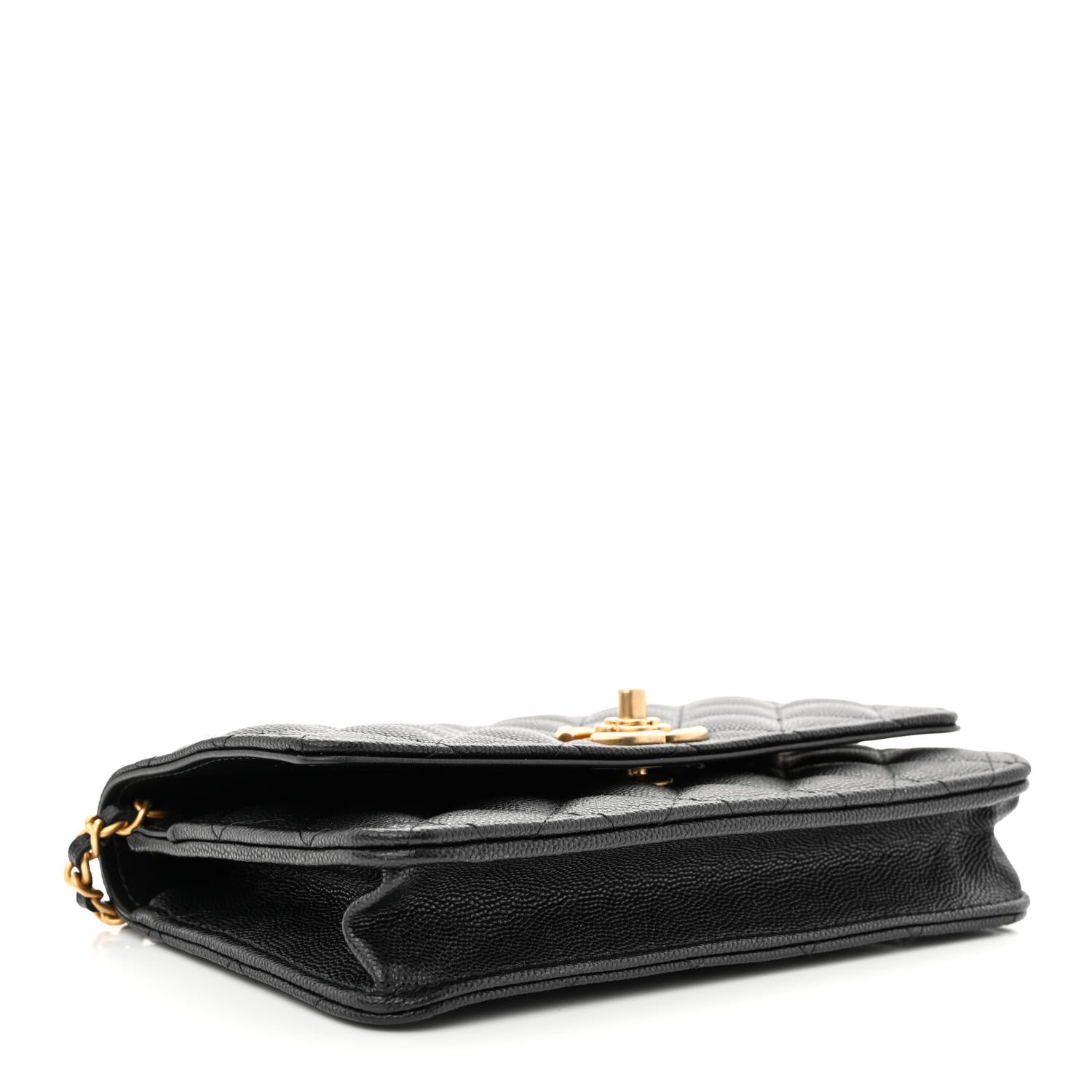 Chanel Caviar Quilted Camellia Wallet On Chain WOC Black 4 of 12