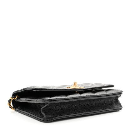 Chanel Caviar Quilted Camellia Wallet On Chain WOC Black 4 of 12