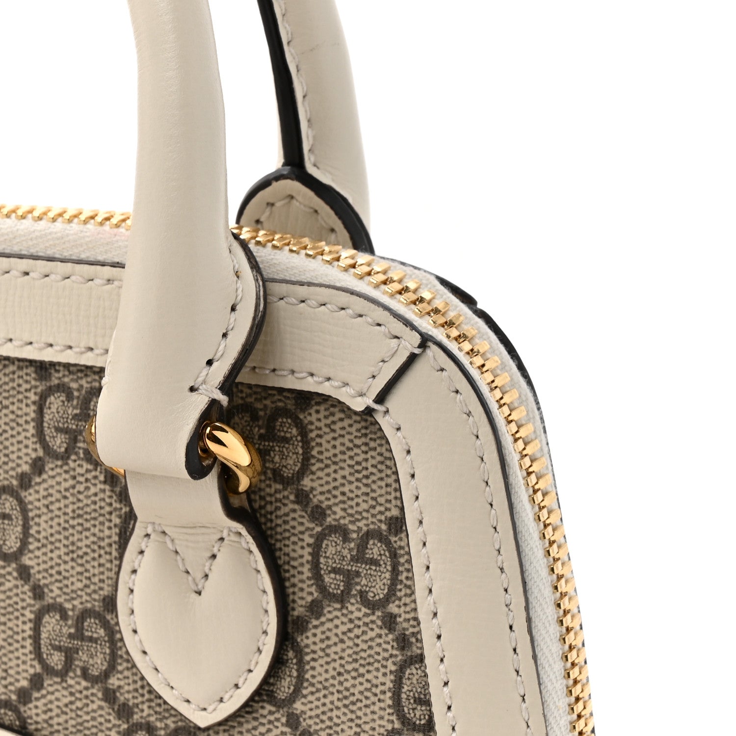 Gucci GG Supreme Monogram Azalea Calfskin Mini Horsebit 1955 Top Handle Bag Beige Ebony Mystic White 12 of 12