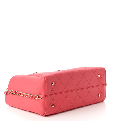 Chanel Bullskin Stitched Small Shopping Tote Pink 4 of 10