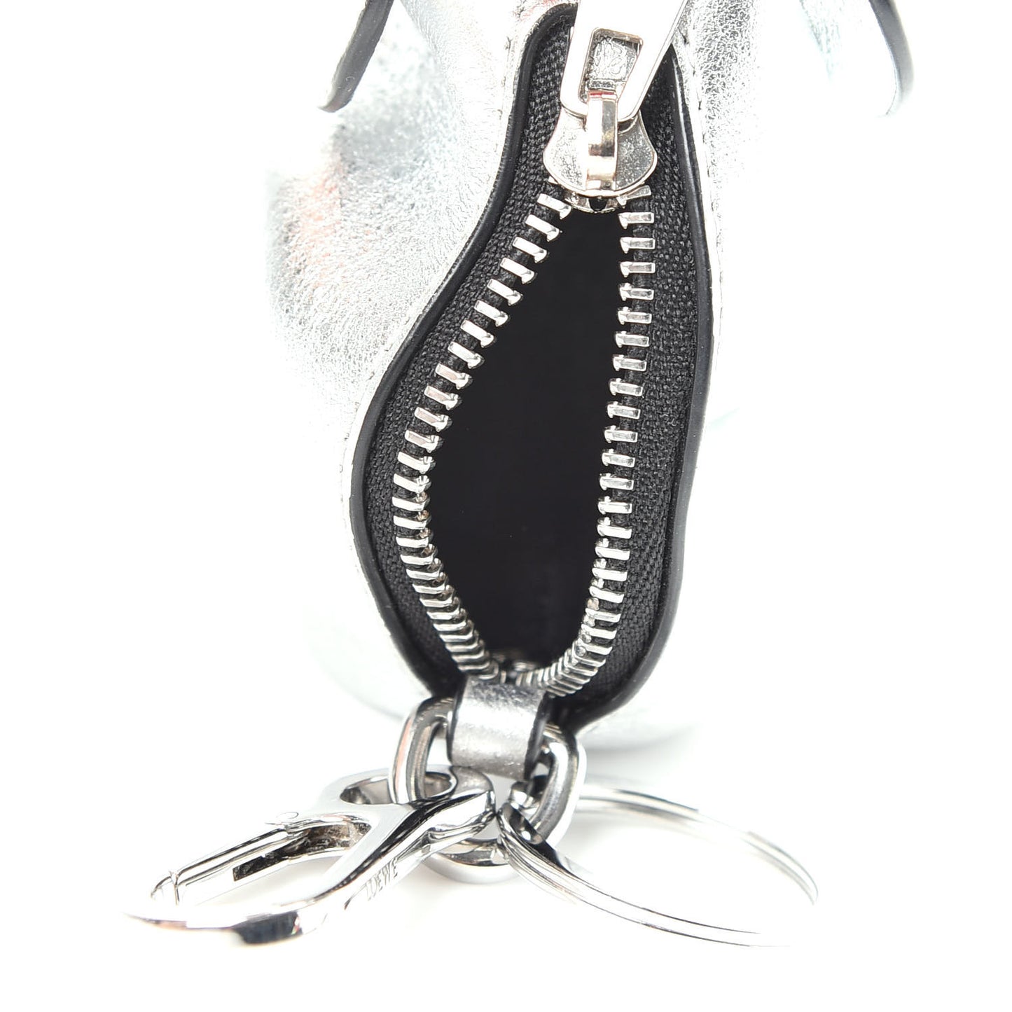 Metallic Calfskin Mini Elephant Coin Purse Silver