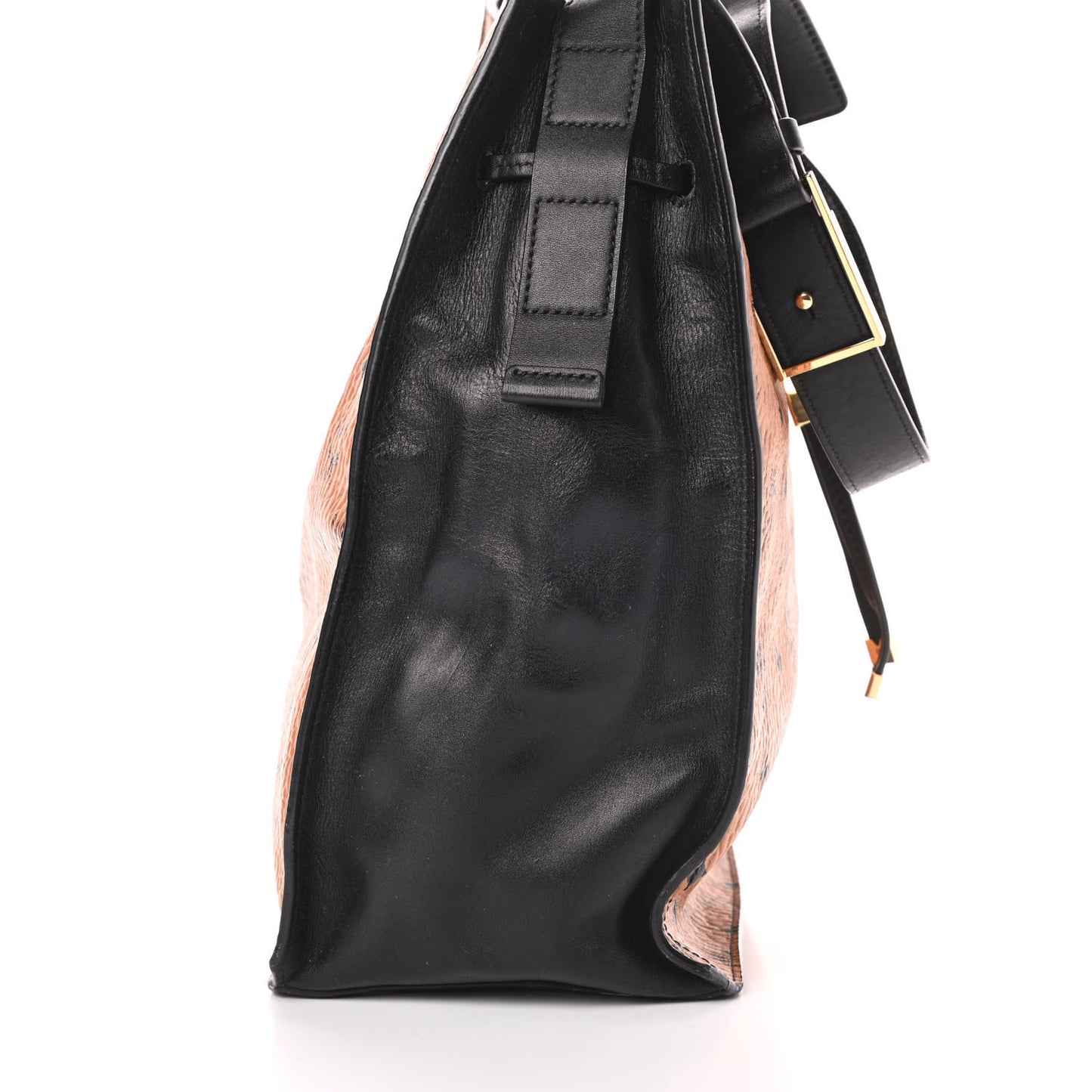 Visetos Calfskin Drawstring Shoulder Bag Cognac Black