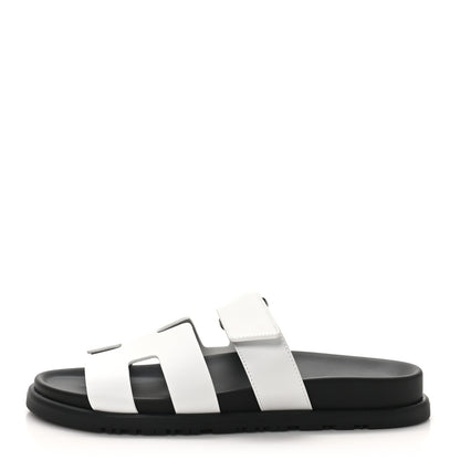 Hermes Calfskin Womens Chypre Sandals 37 White 1 of 10