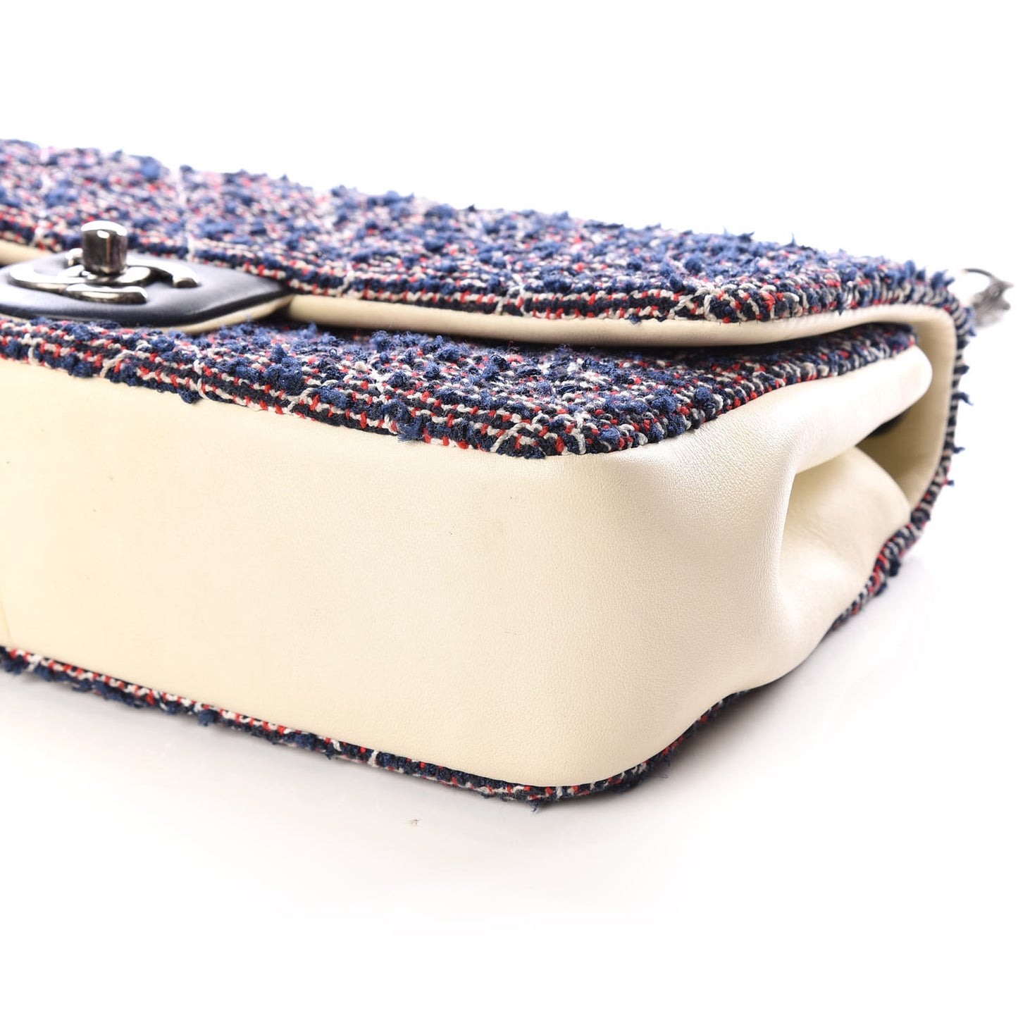 Tweed Quilted Medium Single Flap Blue Multicolor